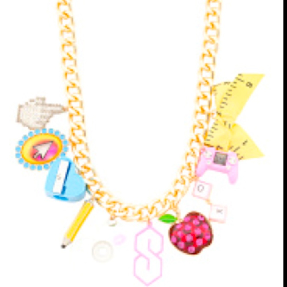 New Betsey Johnson School Supply Charm Necklace - Picture 2 of 11